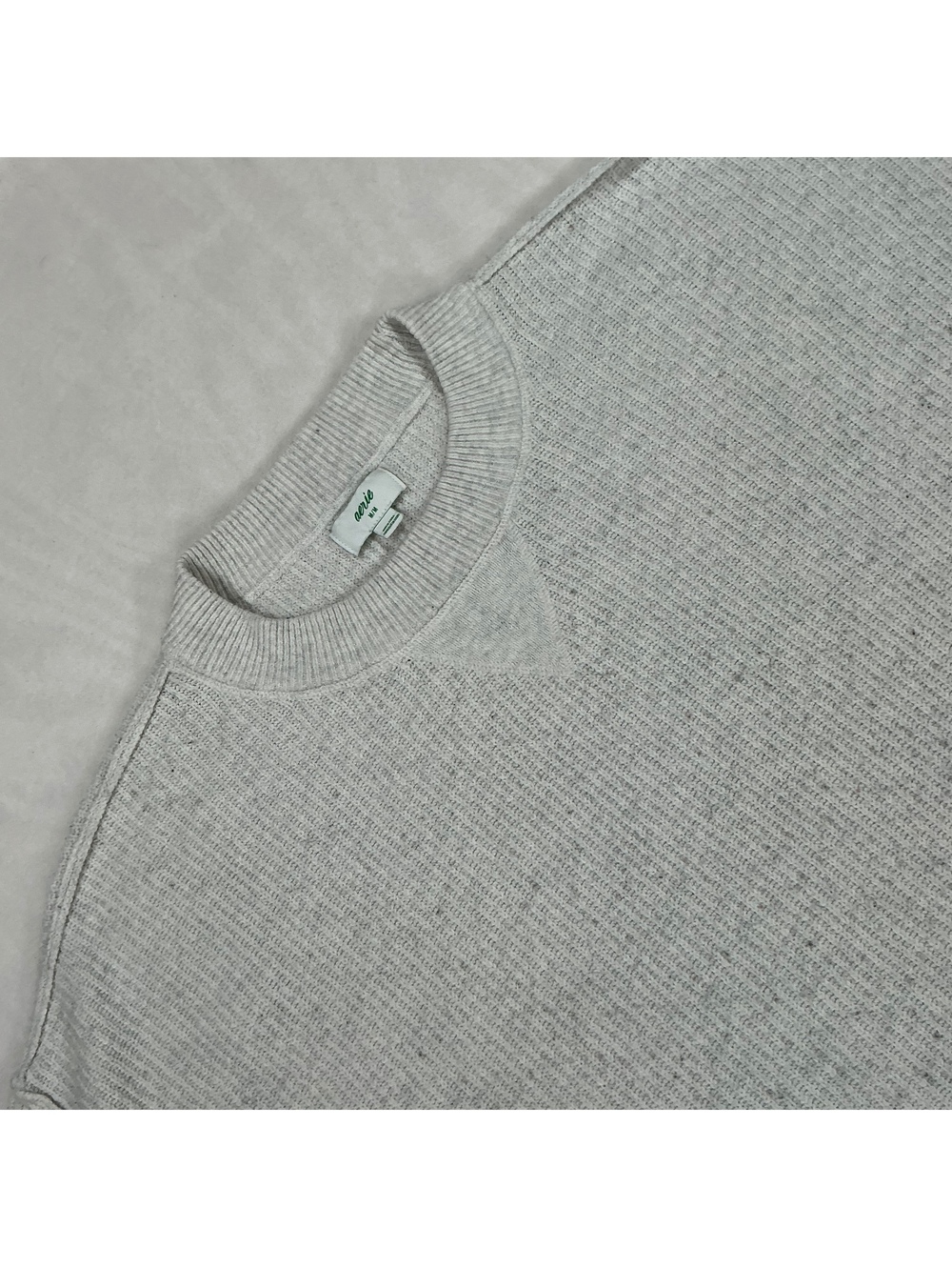 Aerie Medium Oatmeal Speckled Waffle Knit Crewneck Pullover Sweater Soft Cozy